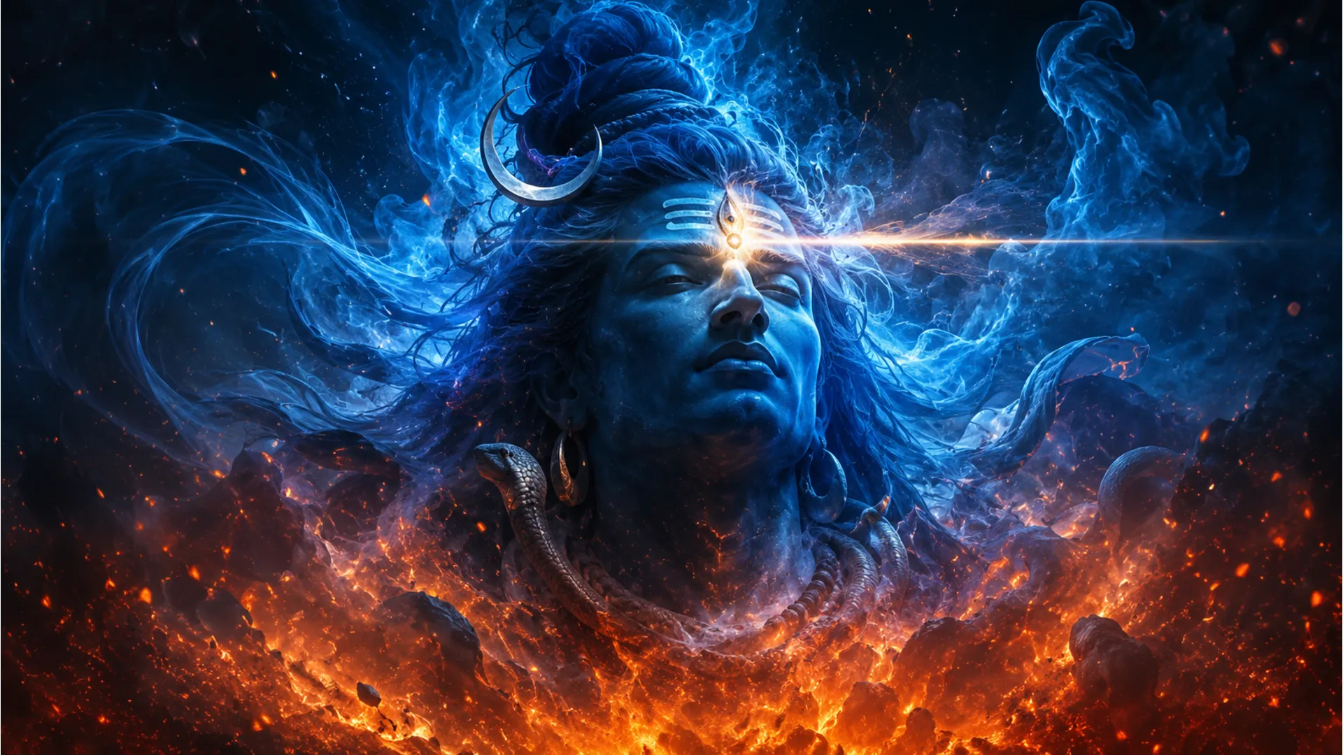 Abstract artistic representation of angry Mahakal wallpaper hd 1080p