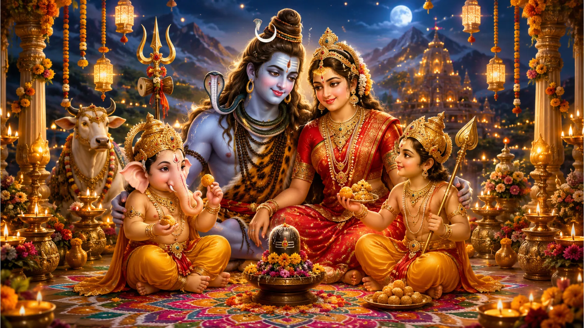 Full hd lord shiva family hd wallpapers 1080p celebrating festive joy and happiness.