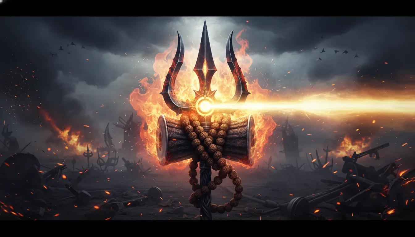 Fierce Rudra Shiva Trishul wallpaper 1080p with third eye symbol.