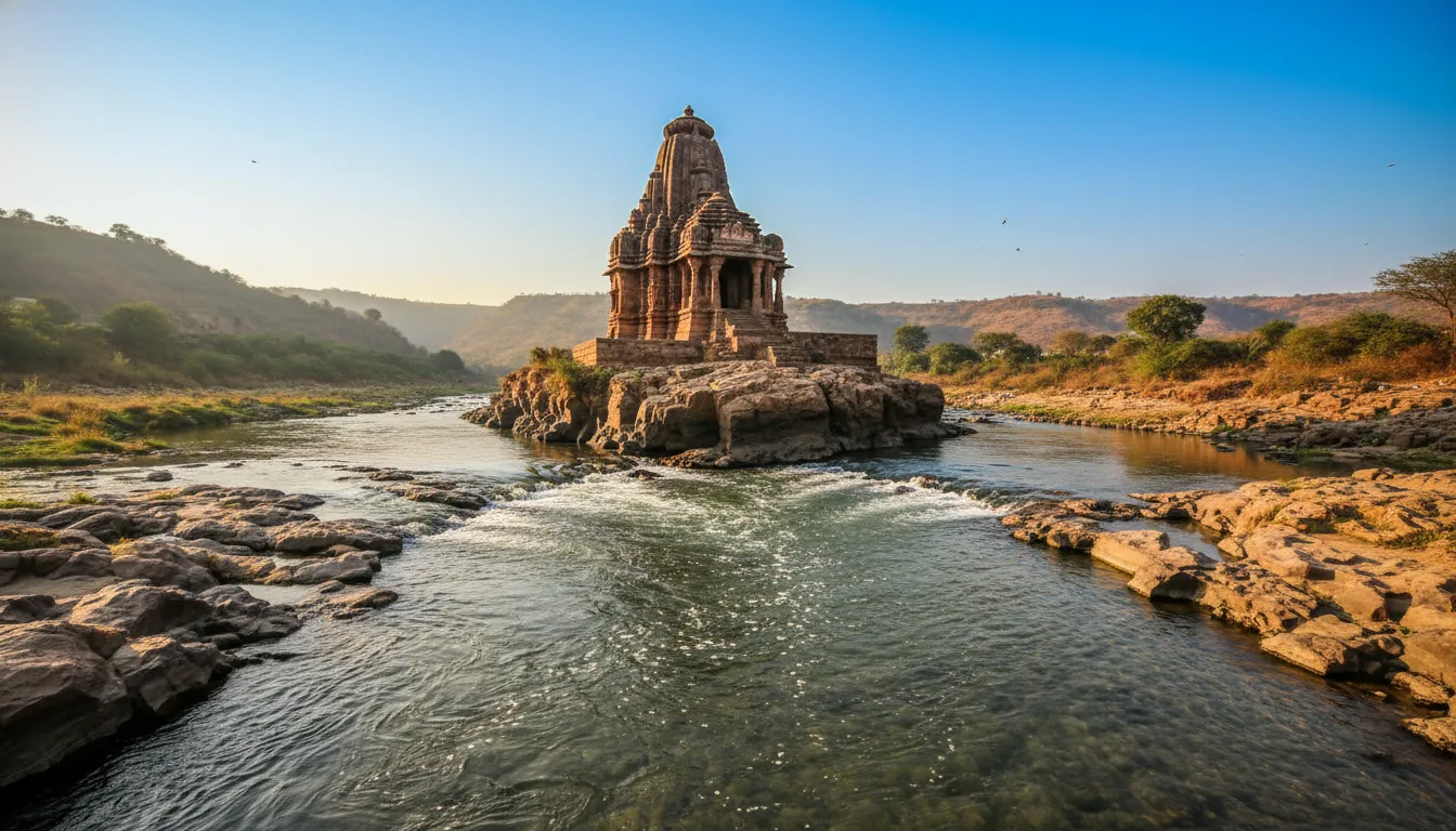 Mahi and Galti river confluence near Galteshwar Mahadev temple