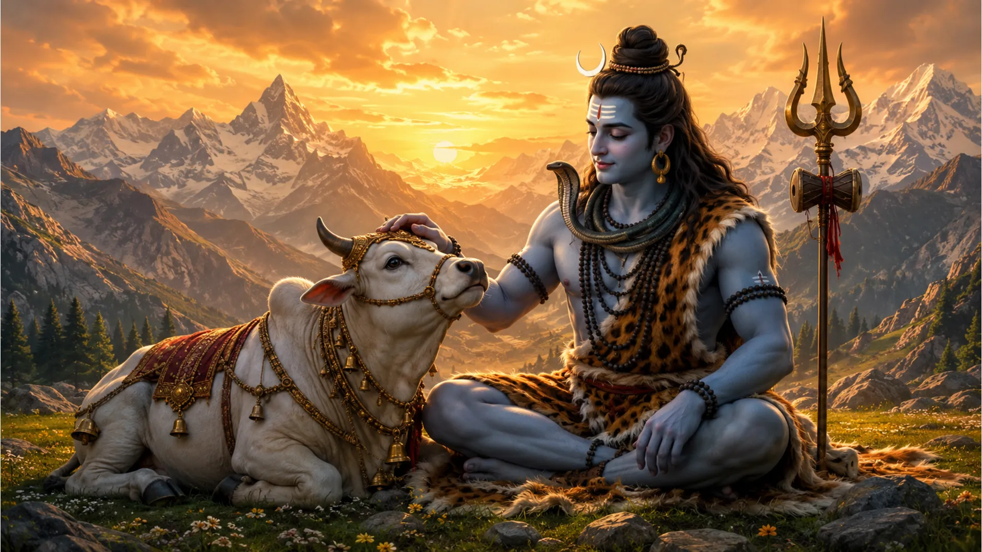 Devotional image of Lord Shiva with his loyal mount Nandi wallpaper hd 1080p