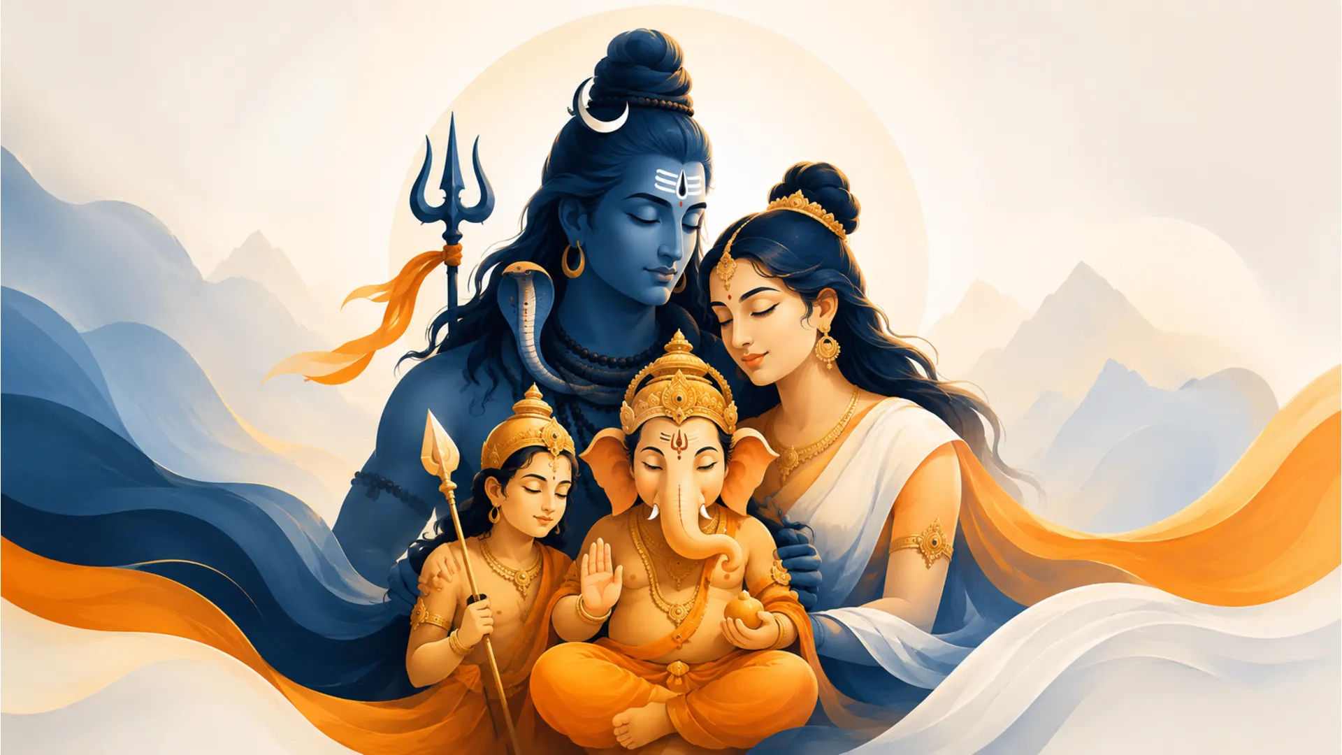 Modern minimalist full hd lord shiva family hd wallpapers 1080p for mobile and laptop.