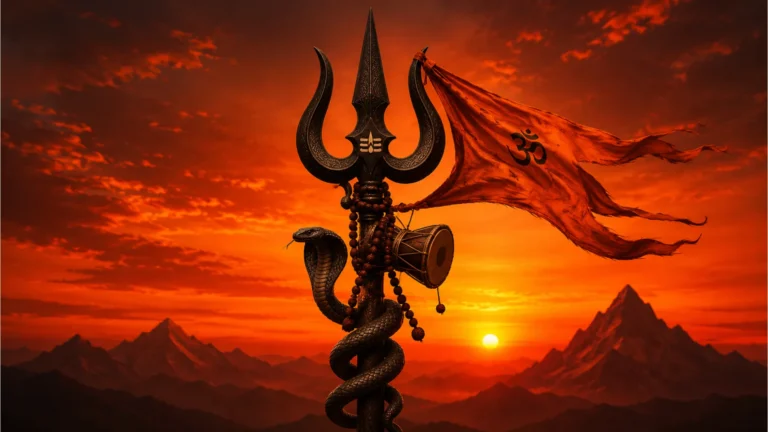 Minimalist Lord Shiva Trishul and Damru silhouette wallpaper 1080p