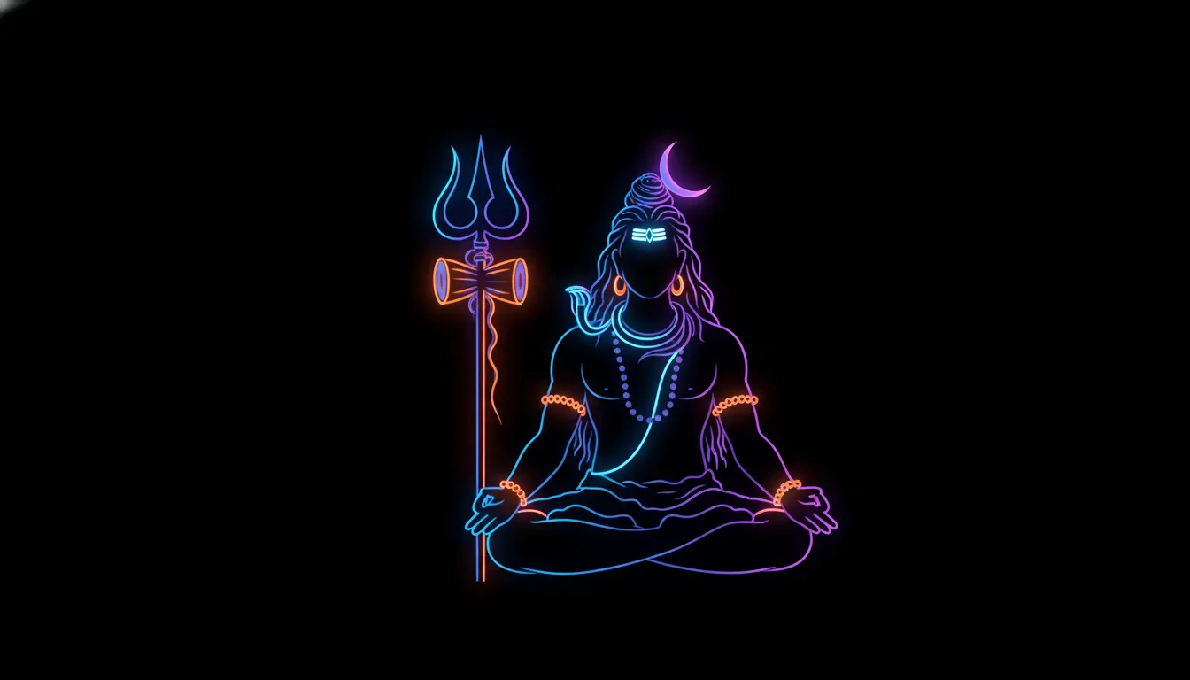 Modern neon style aesthetic wallpaper of Lord Shiva for mobile lock screen