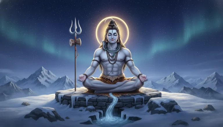 Lord Shiva meditating peacefully on Mount Kailash with a glowing aura mahadev dp photo