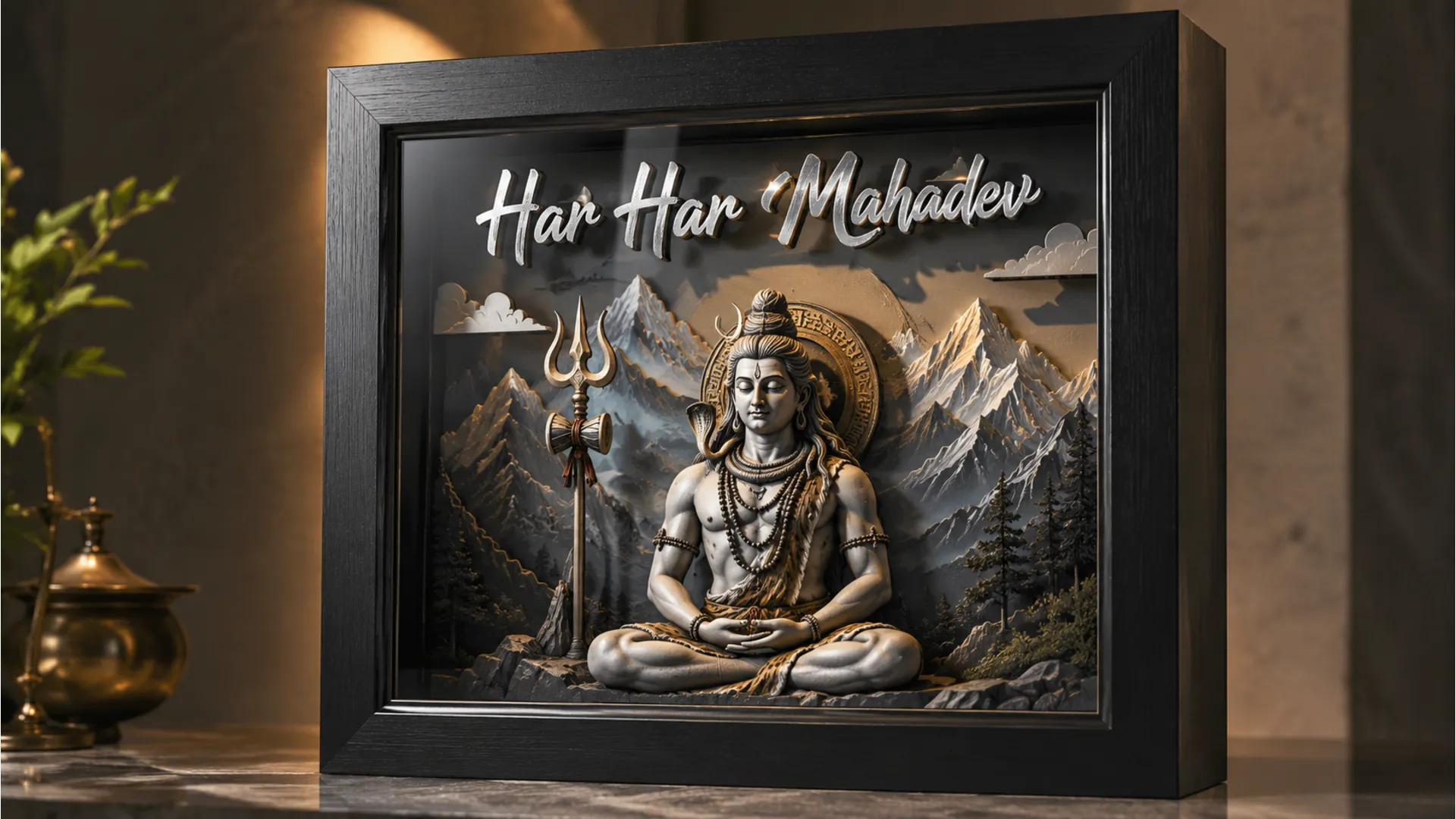 Premium 3D pop out effect har har mahadev photo frame