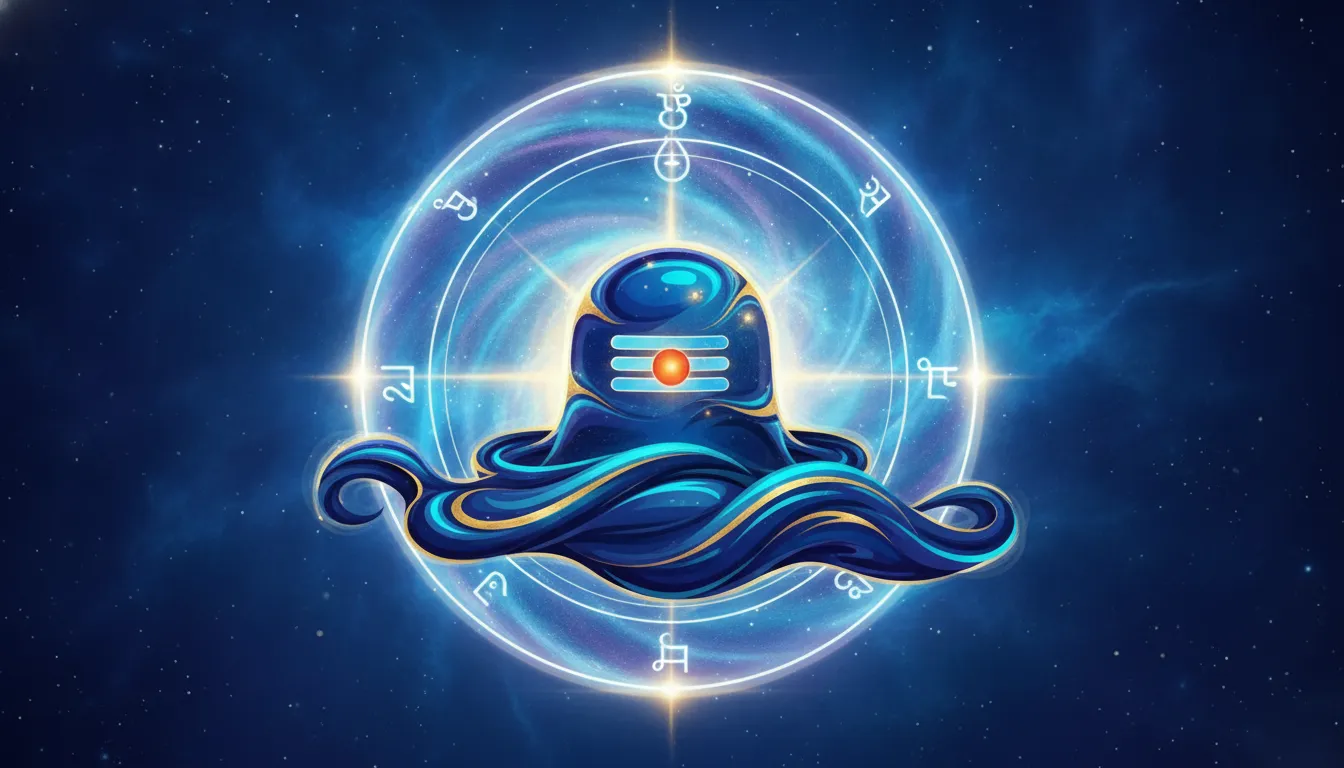 Abstract glowing blue aura clip art images of shivling for meditation banner
