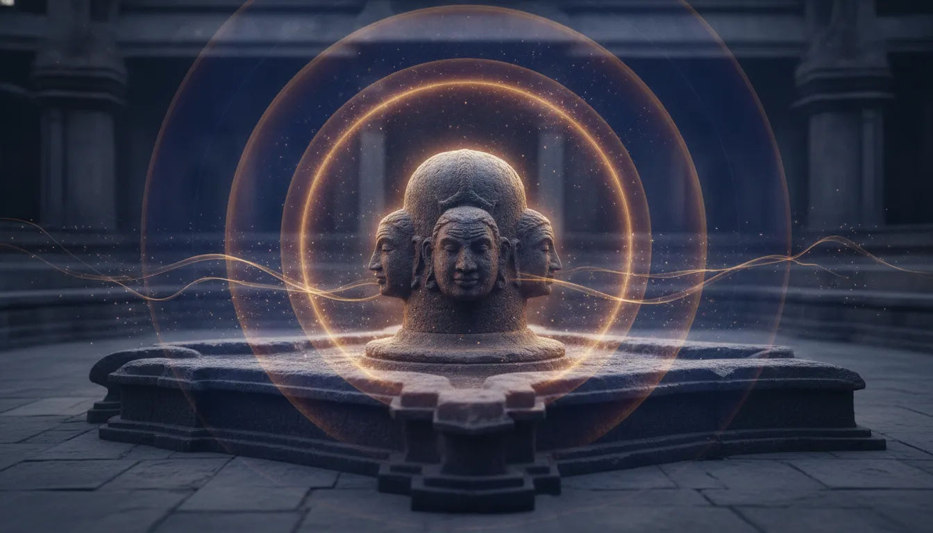 Artistic rendering of cosmic energy aura radiating outward from the sacred four faced Pashupatinath Shivling Nepal