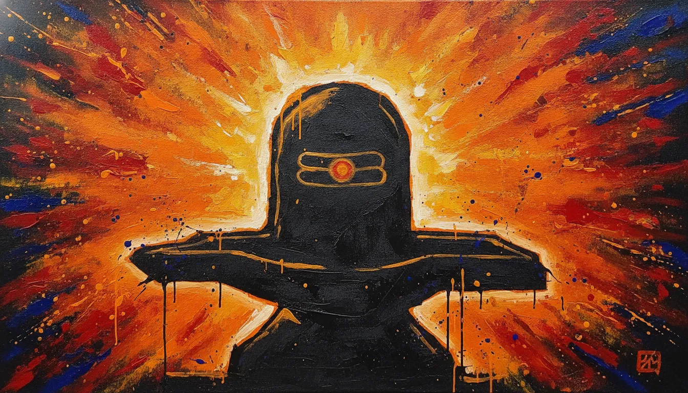 An abstract modern acrylic painting style image of shivling for drawing.