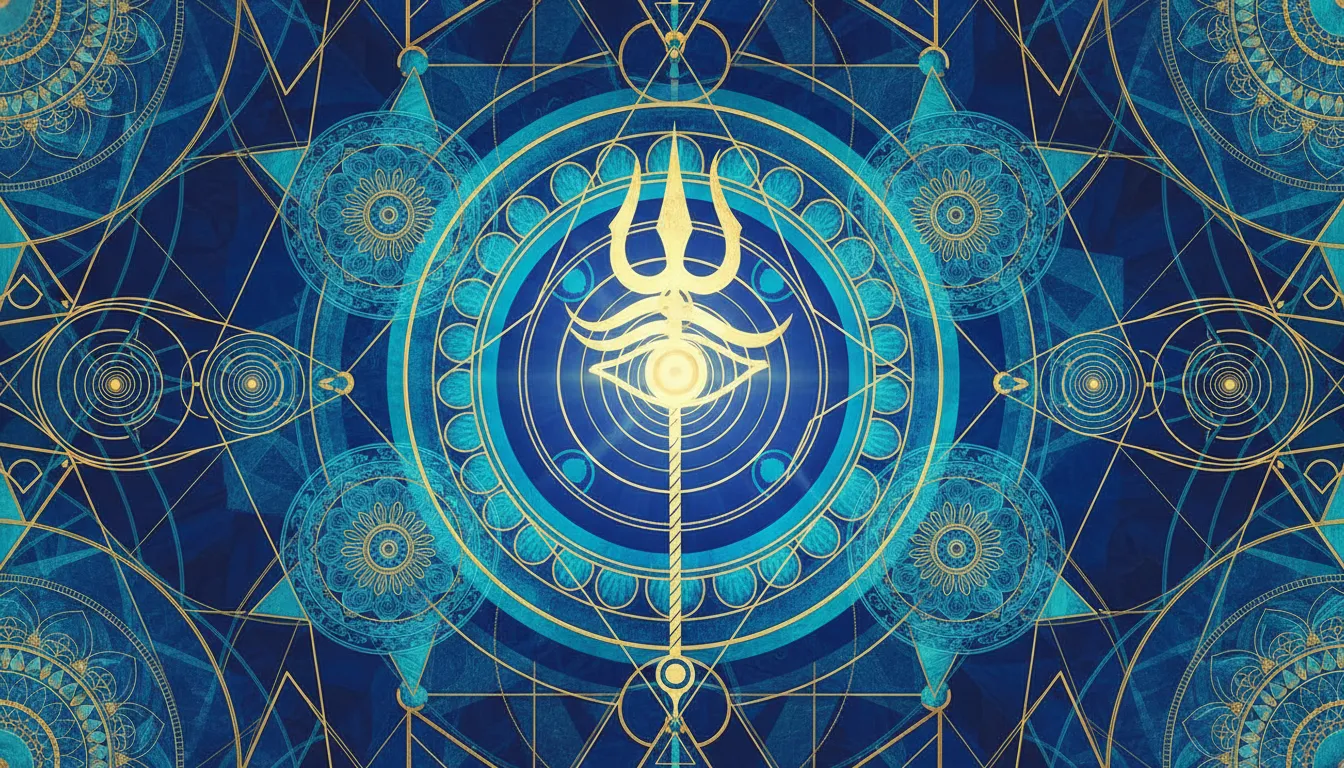 Abstract sacred geometry concept banner and Har har mahadev cover photo.