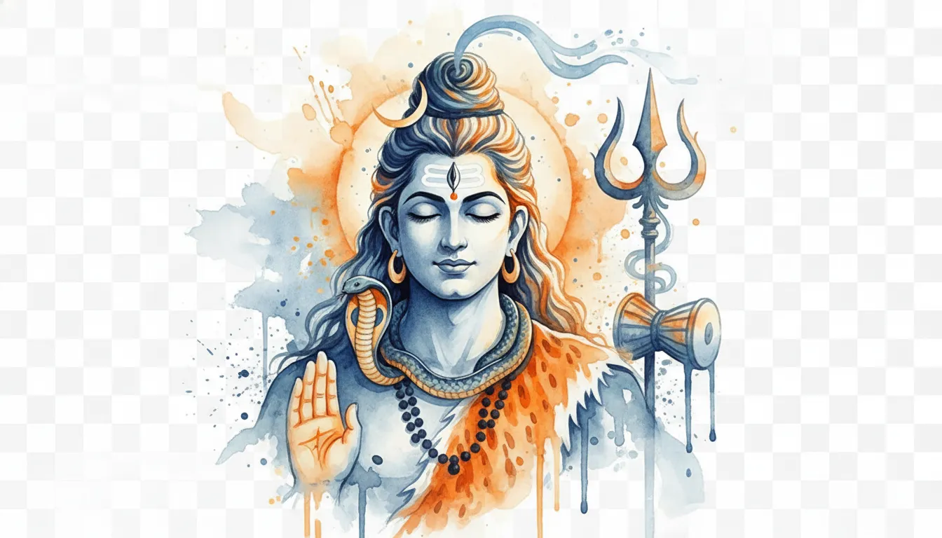 Abstract watercolor style Har Har Mahadev photo PNG