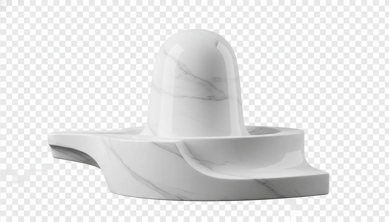 Abstract contemporary design white marble stone shivling PNG