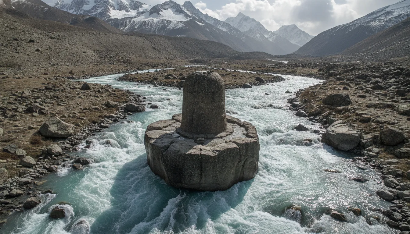 Drone shot top view HD images of bahubali shivling in canyon
