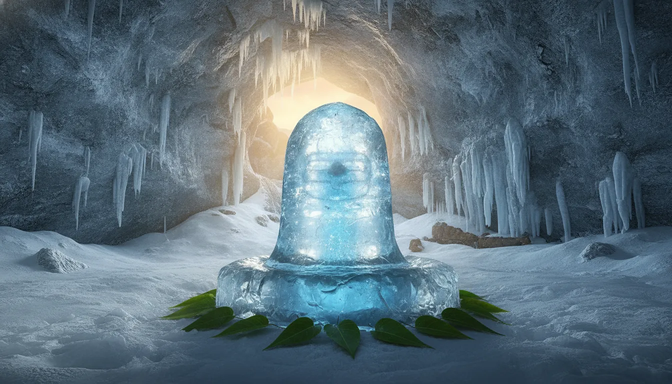 Natural ice shivling images hd 1080p download in snowy mountains