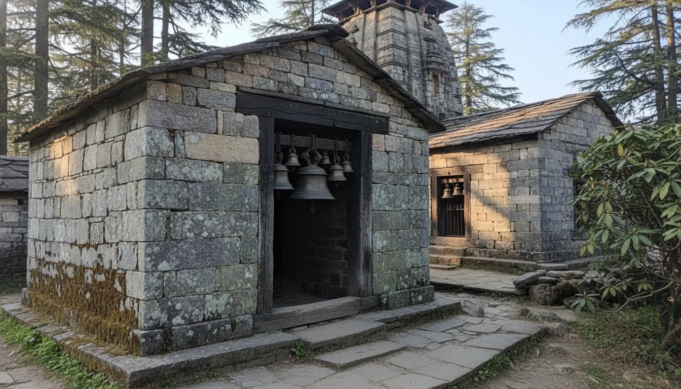 The historic stone shrine of Baba Bhairav Nath situated near the main Sudh Mahadev complex.