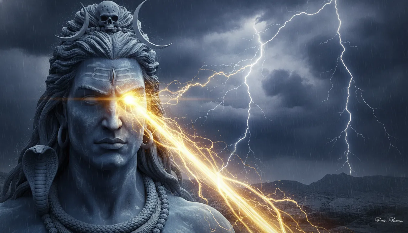 Furious avatar of Lord Shiva opening third eye har har mahadev photo 3d