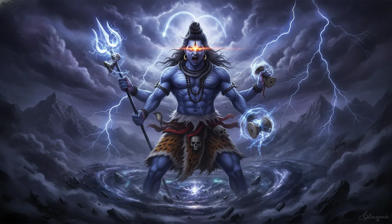 powerful angry rudra avatar lightning har har mahadev photo wallpaper
