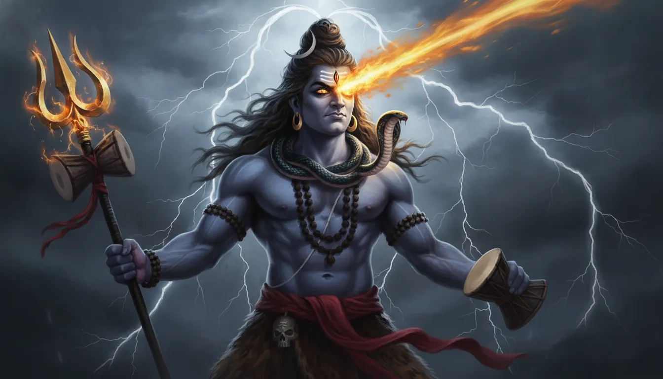 The powerful and fierce Rudra avatar of Lord Shiva in high resolution
