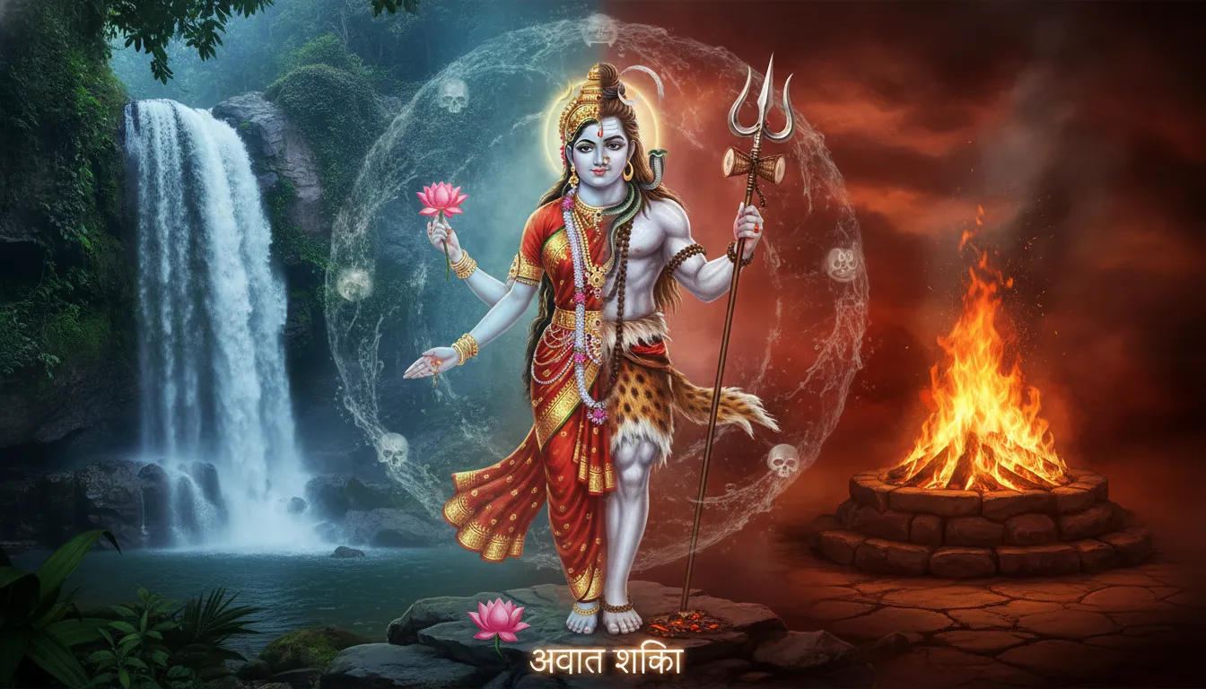 Composite deity form balancing the five elements of nature with extended mudras