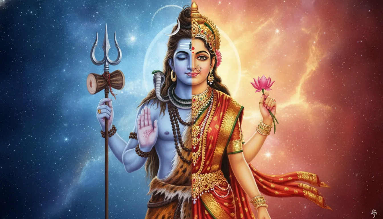 Divine Ardhanarishvara half Shiva half Parvati har har mahadev photo hd download