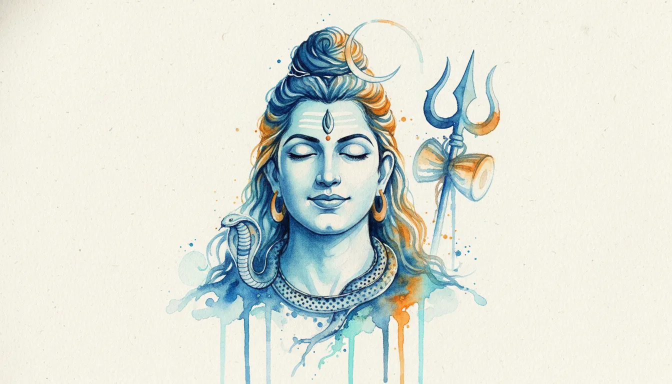 Creative watercolor painting style wallpaper of Har Har Mahadev.