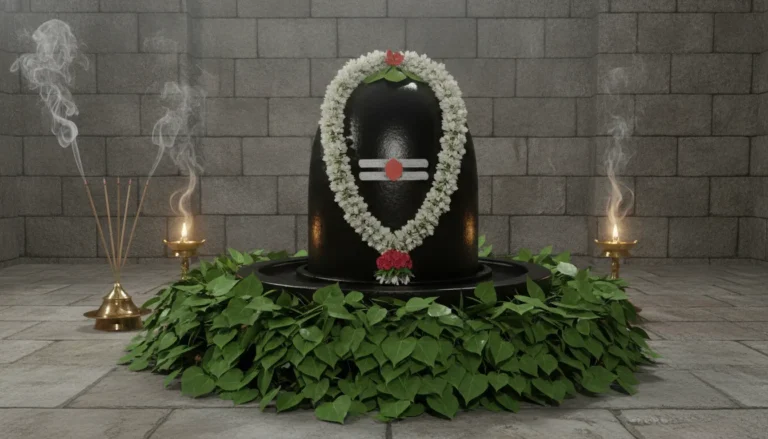 Full HD 3D animation of a Shivling inside a traditional temple.