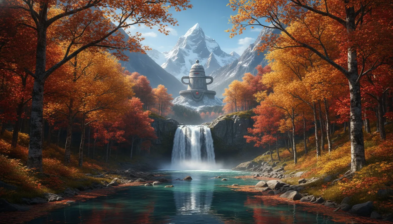 Colorful autumn season HD images of bahubali shivling in forest