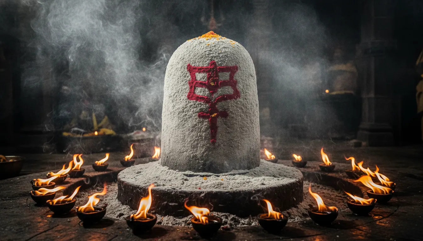 Aghori style dangerous Mahakal shivling image with ritual fire
