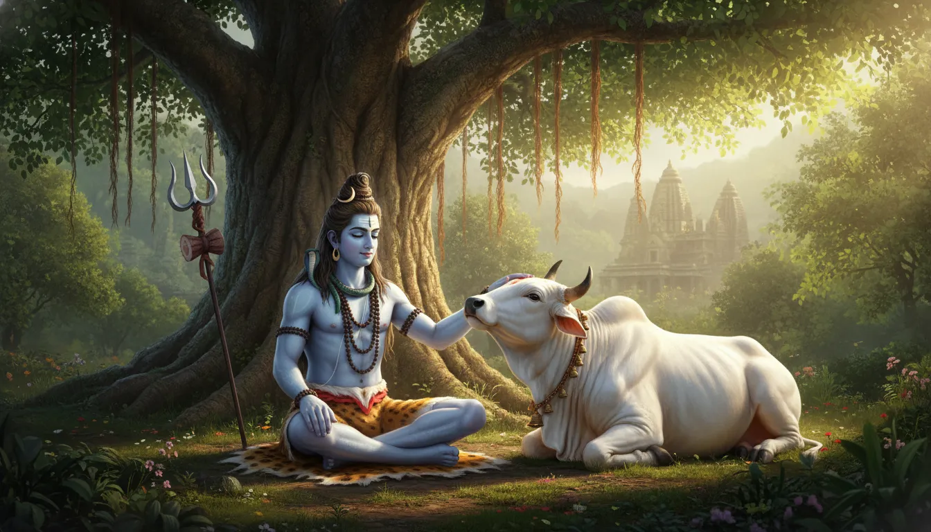 har har mahadev photo full hd download of Shiva resting with his mount Nandi.