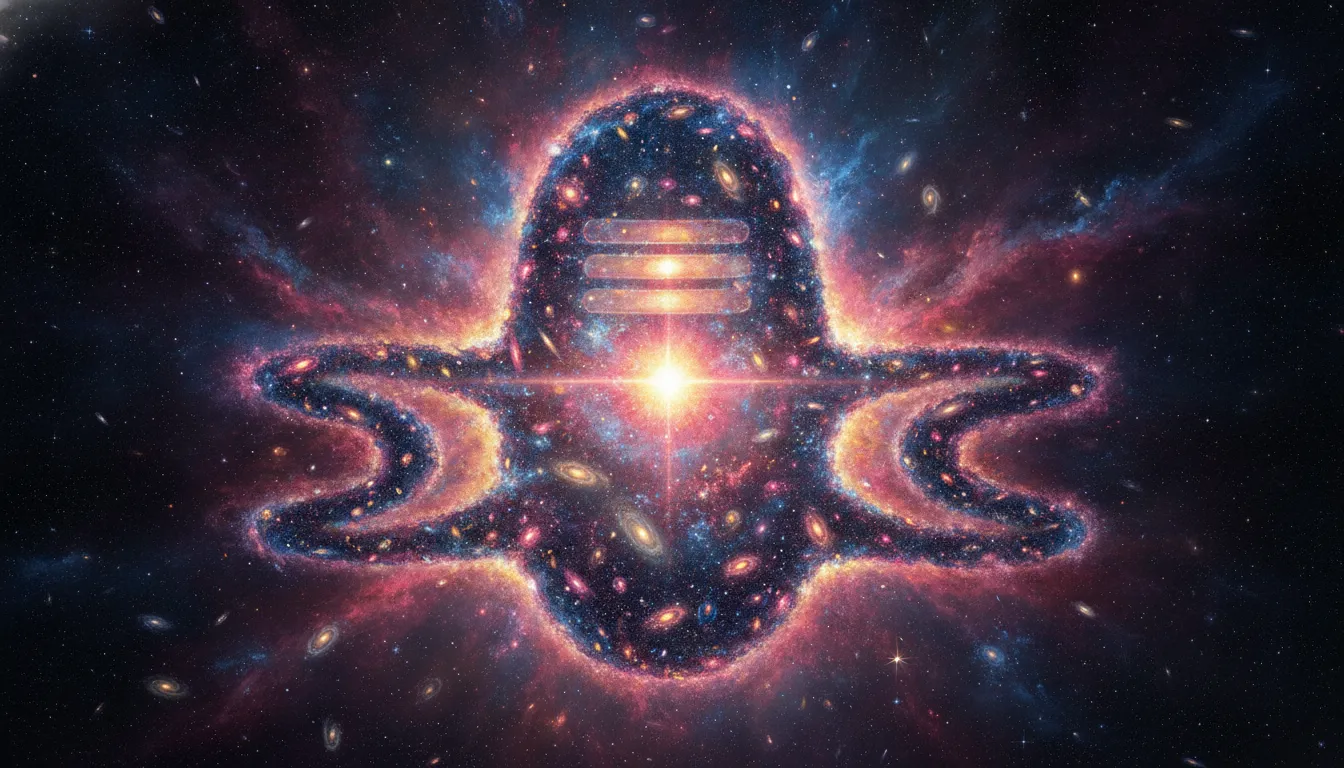 Shivling representing the source of the universe with spinning galaxies