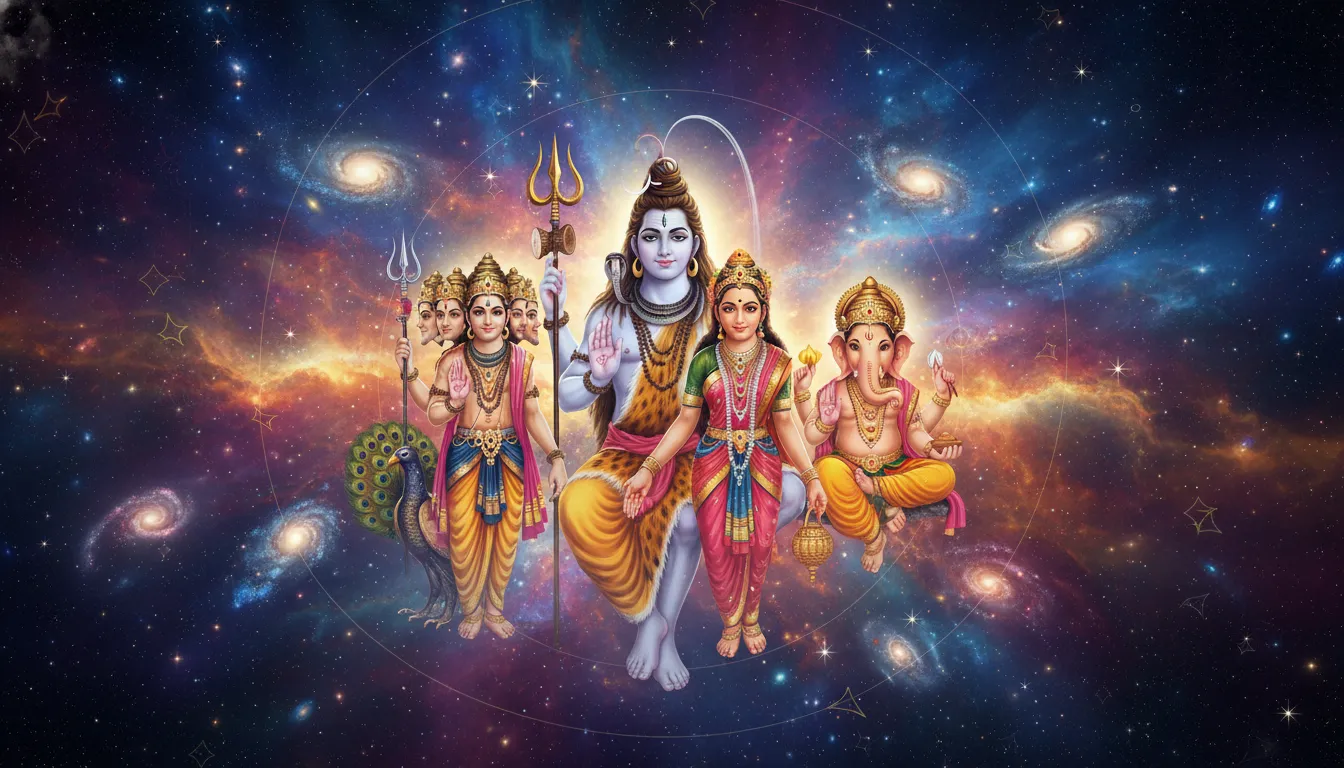 cosmic shiva family wallpaper stars universe ganesha kartikeya hd