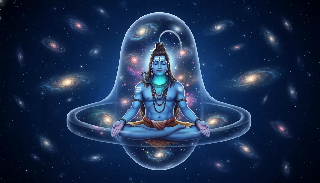 Deep blue theme bhole nath sitting inside galaxy styled shivling image hd full size
