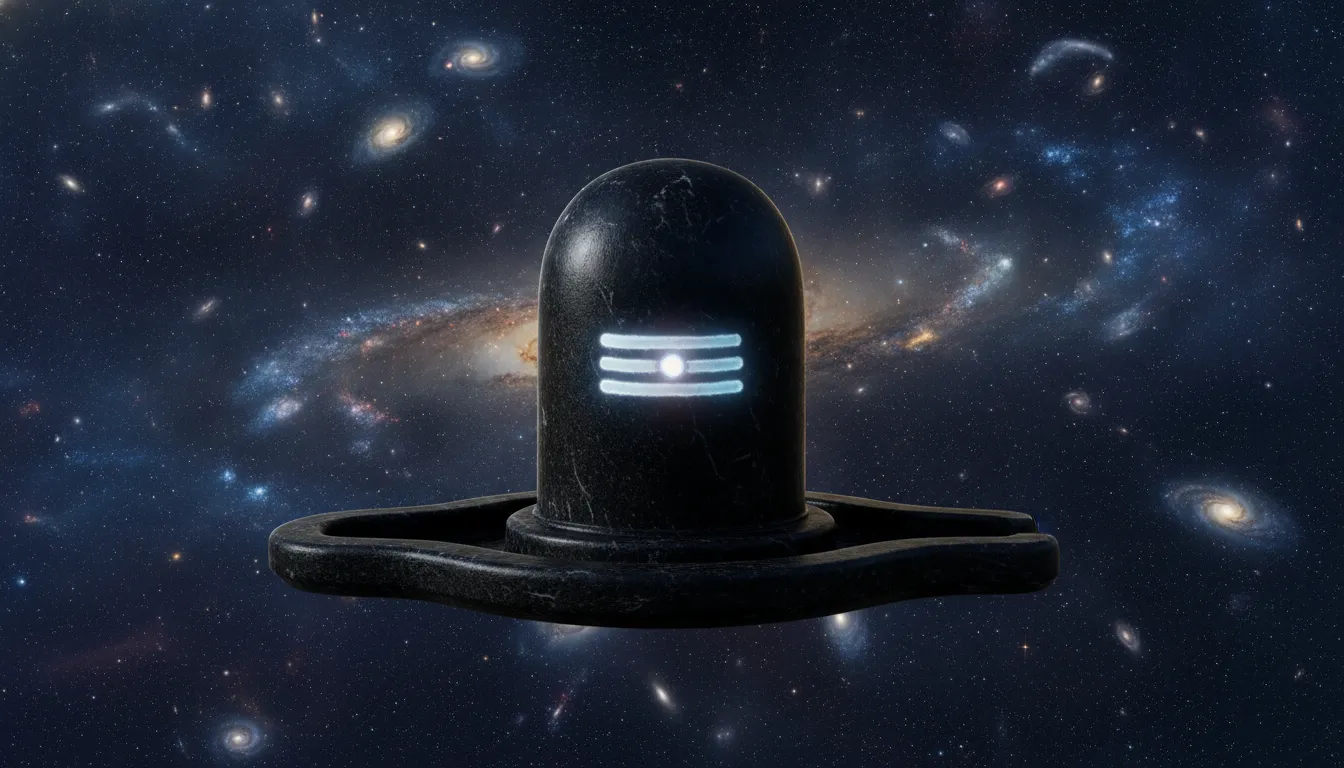 Black shivling hd images with a cosmic universe background.