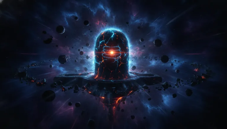 A powerful Mahakal Shivling representing the hungry cosmic void absorbing dark energy.