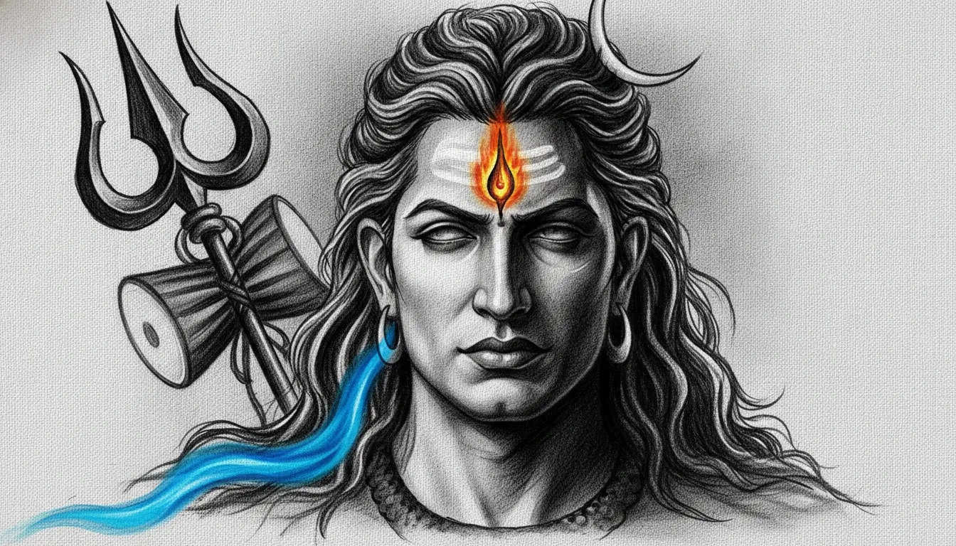 Artistic charcoal style har har mahadev photo full hd for desktop screens.