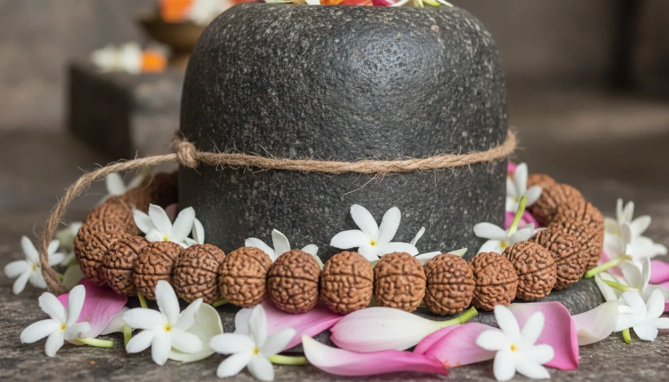 Meditative shivling images hd 1080p download with rudraksha mala