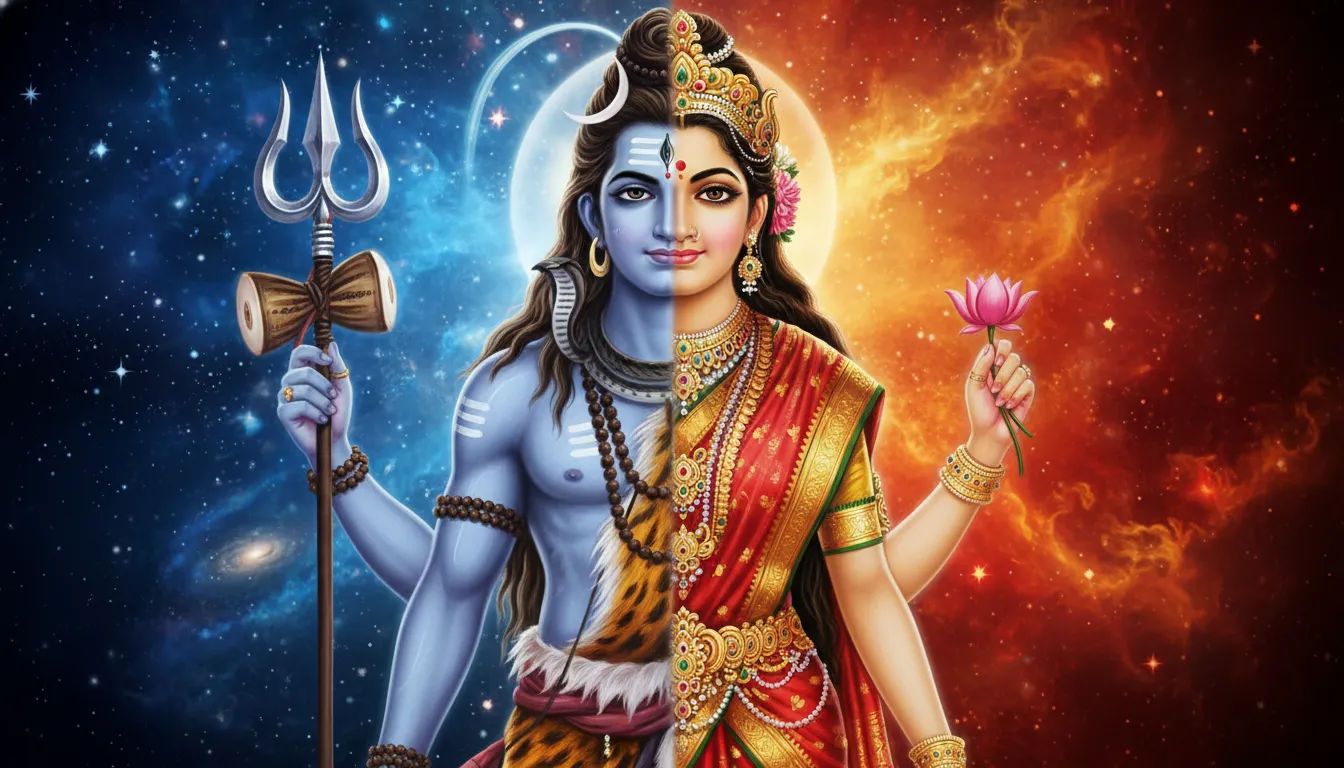 Lord Ardhanarishvara half Shiva half Shakti cosmic 1080p wallpaper