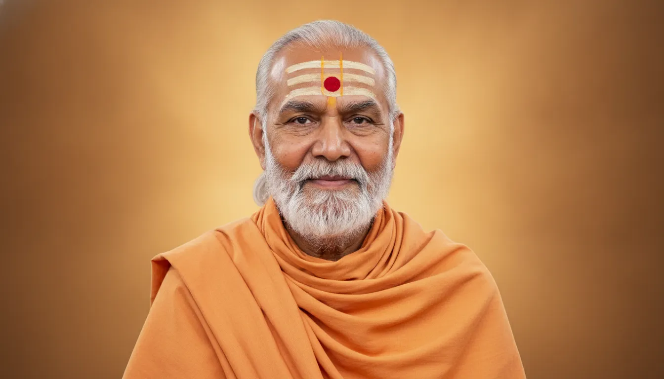 Dr Shivling Shivacharya Maharaj image in a peaceful smiling pose with a divine aura.