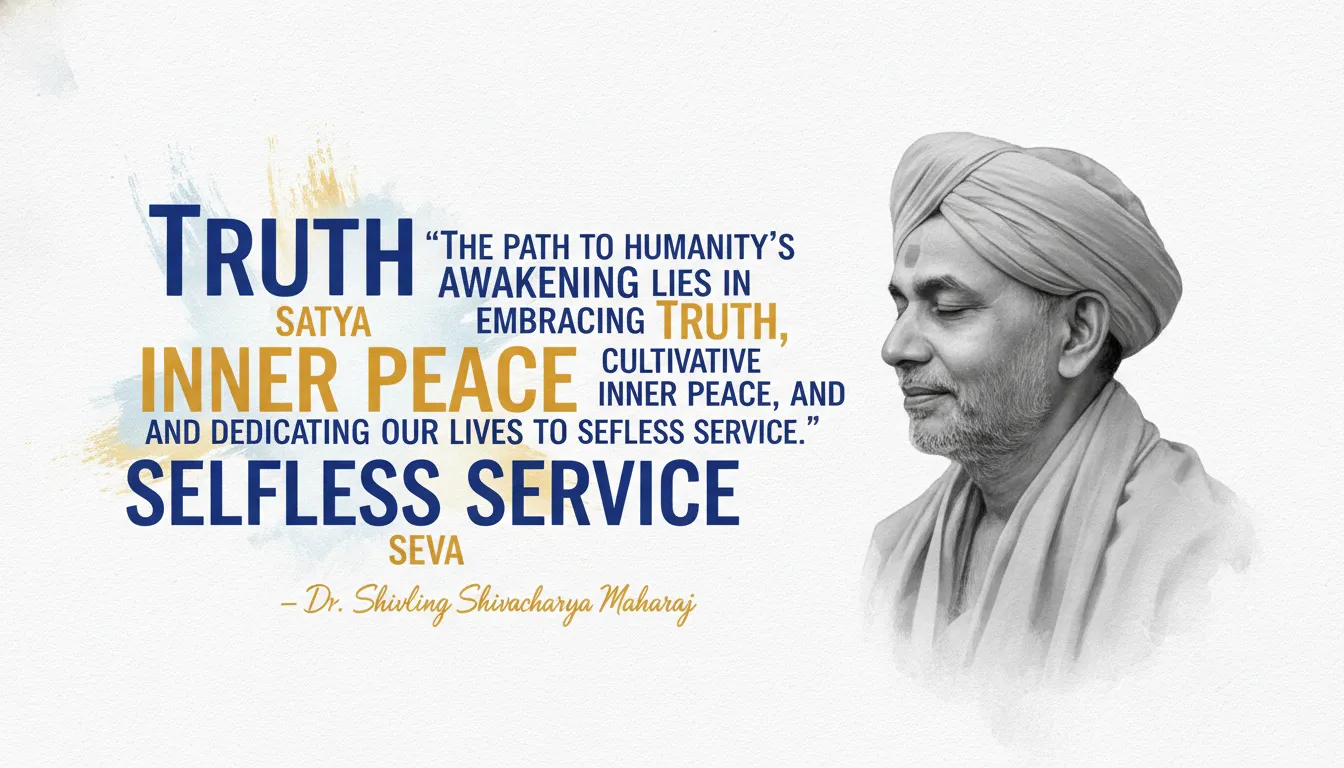 Inspirational typography poster featuring a famous quote by Dr Shivling Shivacharya Maharaj next to his calm profile picture.