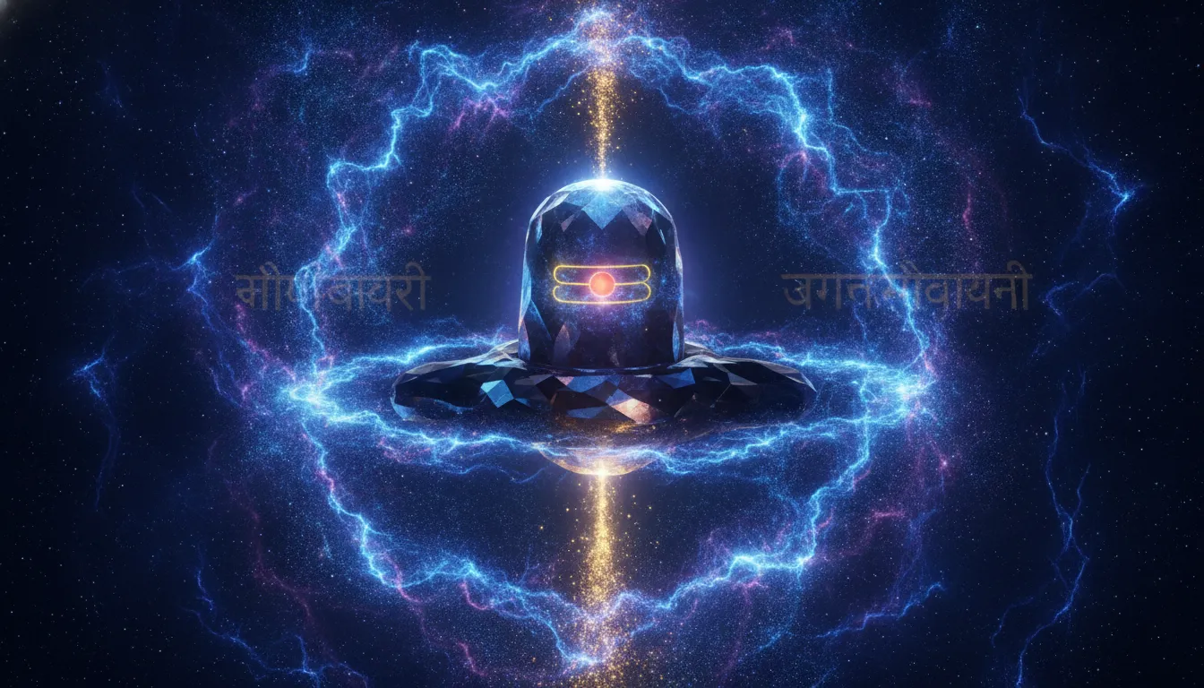Cinematic shivling image for dp showing divine blue aura cosmic energy waves and particle effects.