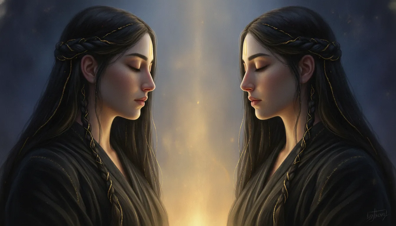 Digital art piece showing the emotional connection of a divine couple in black clothes.