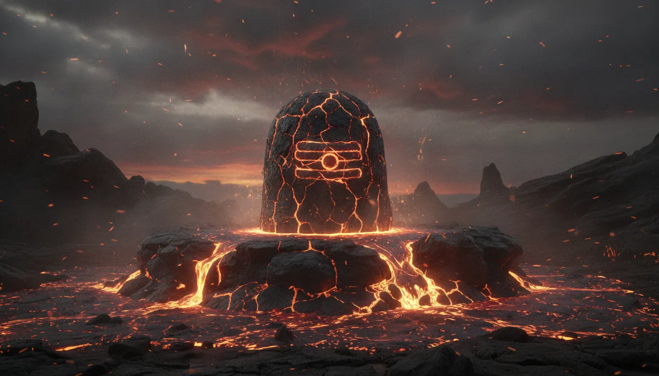 Most dangerous fiery lava Mahakal shivling artwork with glowing embers
