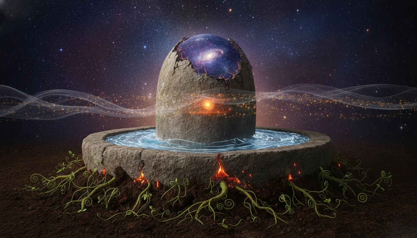 A symbolic Shivling representing the five natural elements: Earth, Water, Fire, Air, and Space.