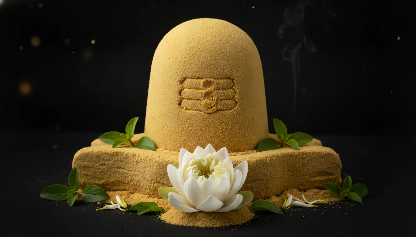Beautiful Shivling carved entirely out of aromatic sandalwood paste