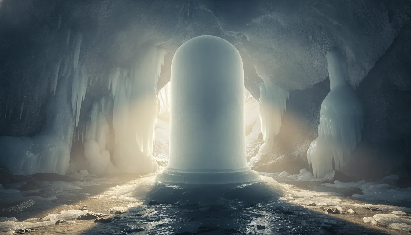 The world highest white ice shivling at its maximum height during the full moon of Shravan month.