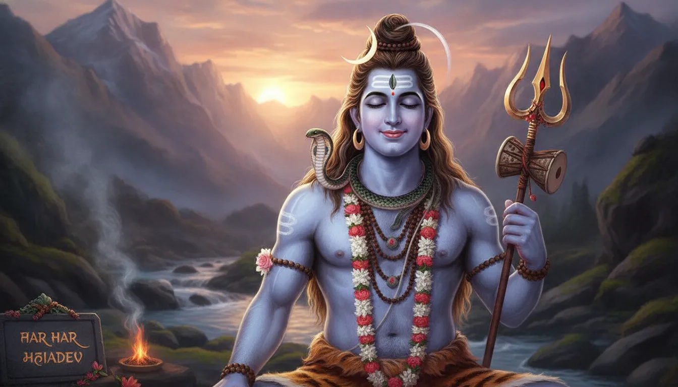 Gentle smiling Bholenath form Har Har Mahadev photo image