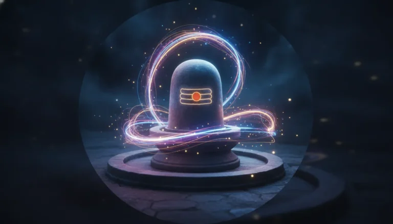 High resolution glowing neon blue and purple shivling image for whatsapp dp representing divine modern spiritual energy.