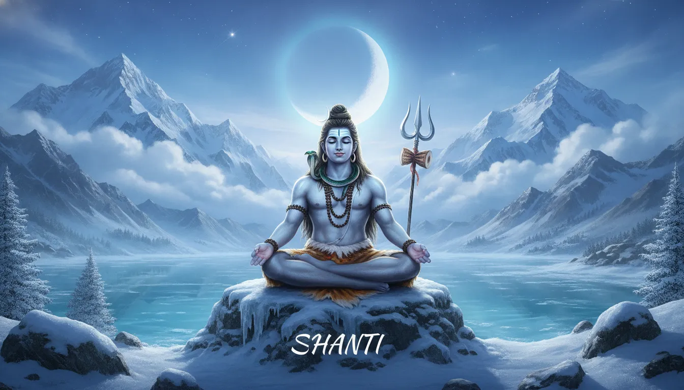 Lord Shiva meditating on a mountain peak har har mahadev wallpaper