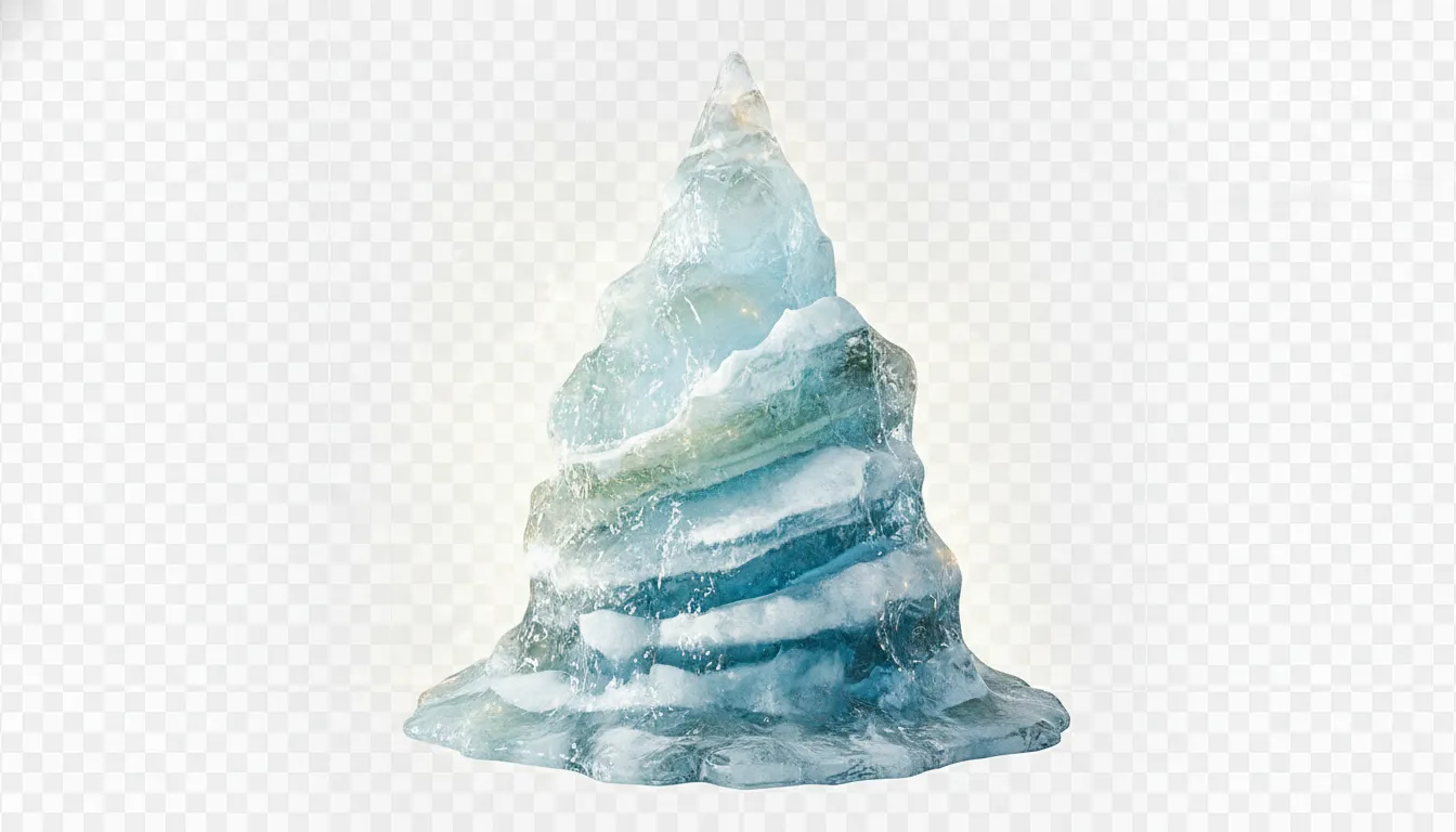 Close up view of holy Amarnath ice shivling transparent cutout