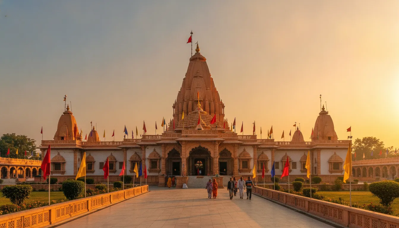 External view of Gola Gokarn Nath temple known as Chhoti Kashi with traditional shikhar architecture
